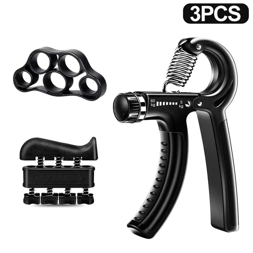 Entrenador fortalecedor de fuerza de agarre de mano ajustable de 5-60kg, juego completo con contador de muñeca, antebrazo y ejercitador de mano para músculos