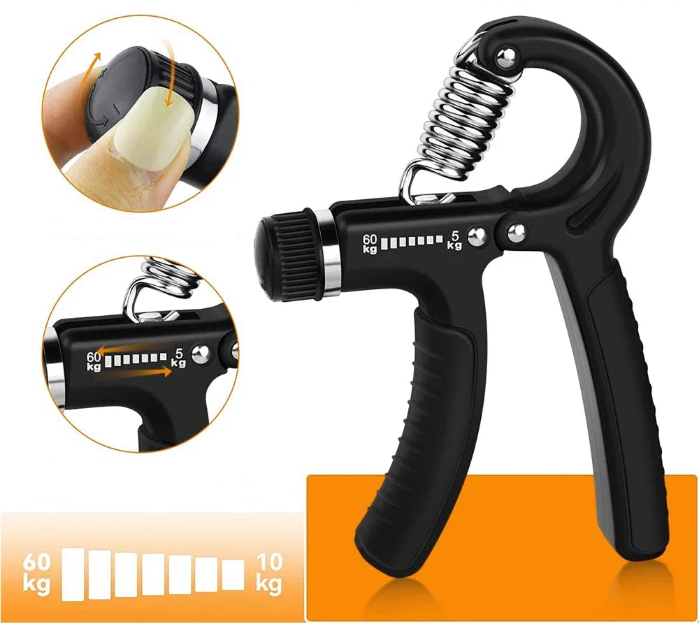 Entrenador fortalecedor de fuerza de agarre de mano ajustable de 5-60kg, juego completo con contador de muñeca, antebrazo y ejercitador de mano para músculos