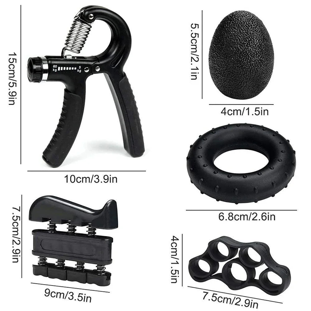 Entrenador fortalecedor de fuerza de agarre de mano ajustable de 5-60kg, juego completo con contador de muñeca, antebrazo y ejercitador de mano para músculos