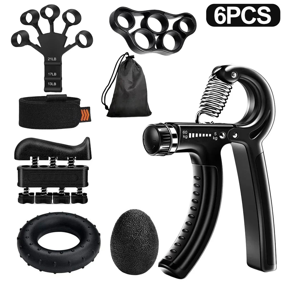Entrenador fortalecedor de fuerza de agarre de mano ajustable de 5-60kg, juego completo con contador de muñeca, antebrazo y ejercitador de mano para músculos