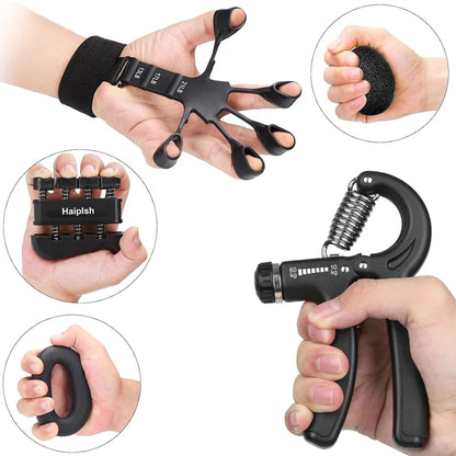Entrenador fortalecedor de fuerza de agarre de mano ajustable de 5-60kg, juego completo con contador de muñeca, antebrazo y ejercitador de mano para músculos