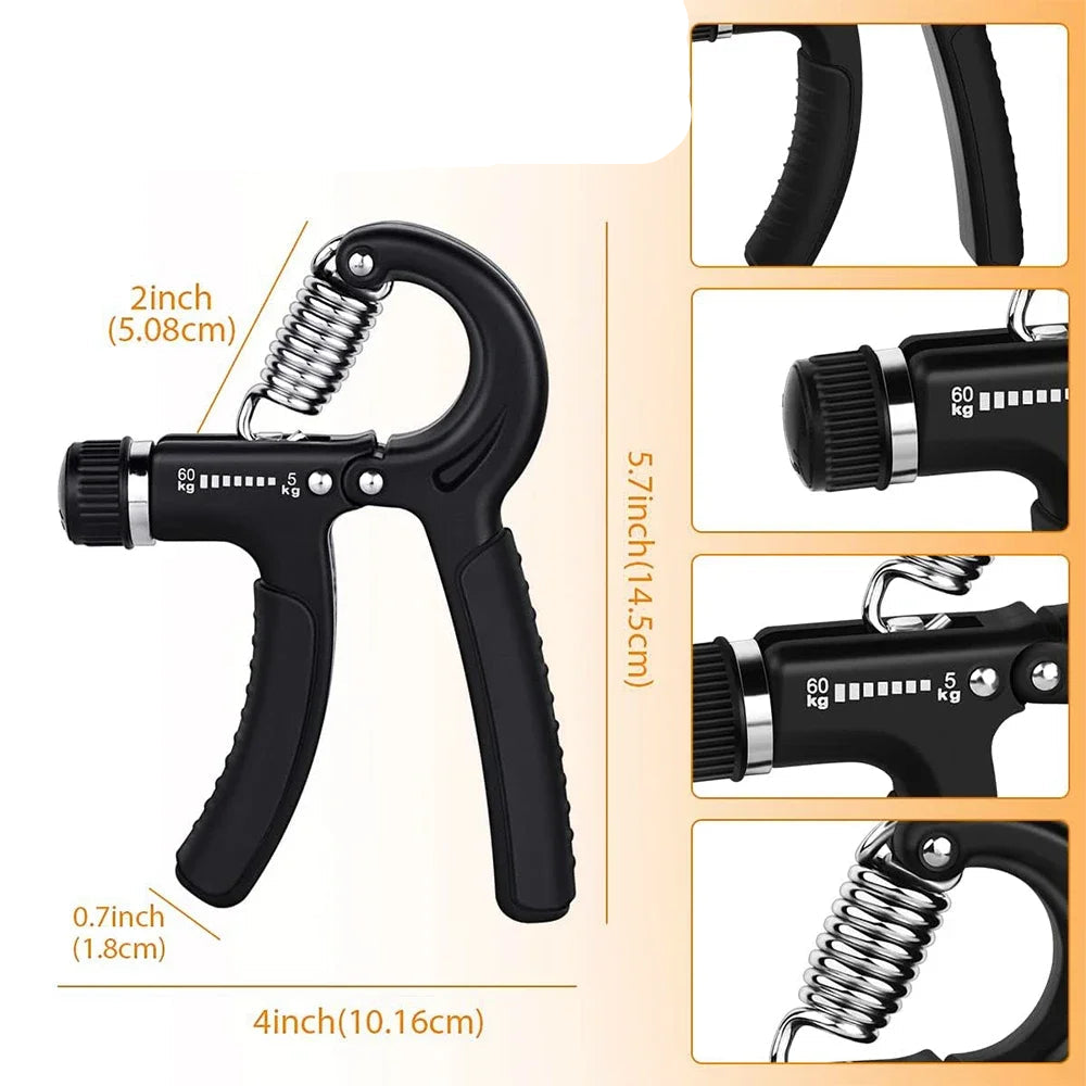 Entrenador fortalecedor de fuerza de agarre de mano ajustable de 5-60kg, juego completo con contador de muñeca, antebrazo y ejercitador de mano para músculos