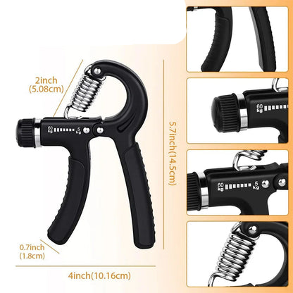 Entrenador fortalecedor de fuerza de agarre de mano ajustable de 5-60kg, juego completo con contador de muñeca, antebrazo y ejercitador de mano para músculos