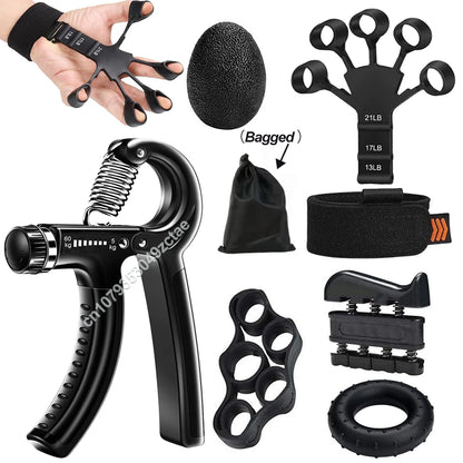 Entrenador fortalecedor de fuerza de agarre de mano ajustable de 5-60kg, juego completo con contador de muñeca, antebrazo y ejercitador de mano para músculos