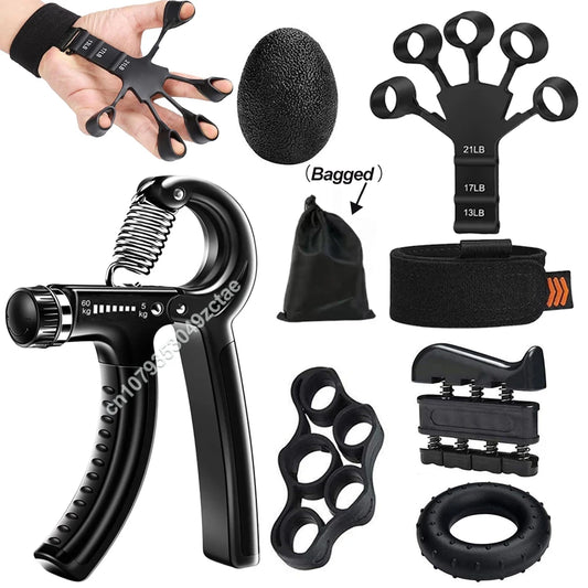 Entrenador fortalecedor de fuerza de agarre de mano ajustable de 5-60kg, juego completo con contador de muñeca, antebrazo y ejercitador de mano para músculos