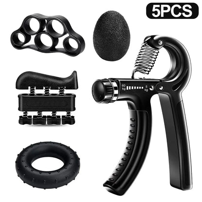 Entrenador fortalecedor de fuerza de agarre de mano ajustable de 5-60kg, juego completo con contador de muñeca, antebrazo y ejercitador de mano para músculos